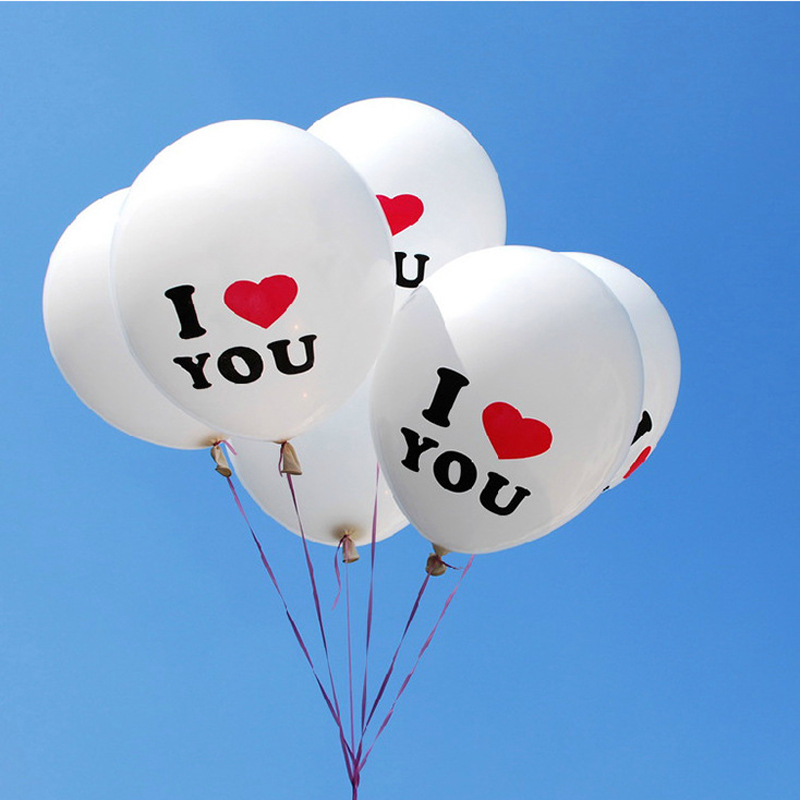婚庆气球批发结婚婚房气球布置i love you 气球 粉色白色乳胶气球
