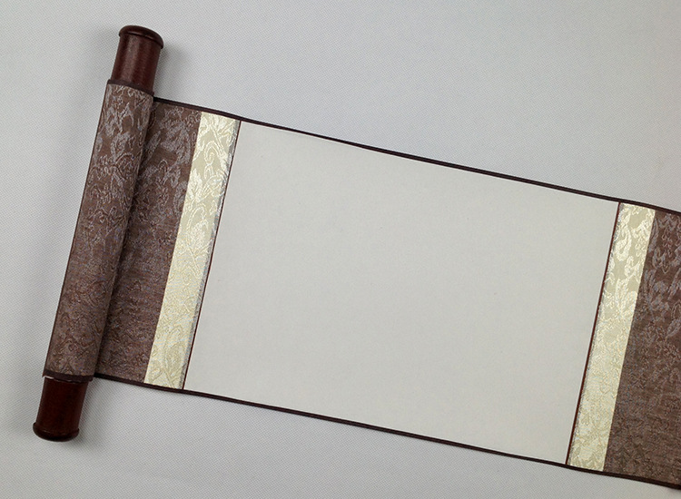 a4纸大小空白小卷轴书画生宣纸画轴立轴装裱挂轴全绫布批发包邮