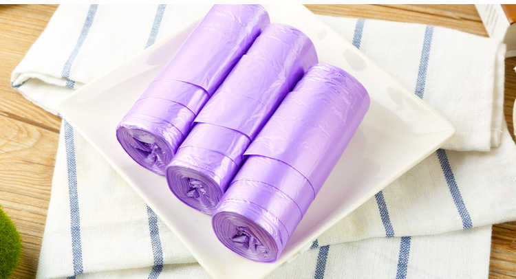 批发平口垃圾袋增厚大号点断式厨房家用垃圾收纳袋塑料袋紫色3