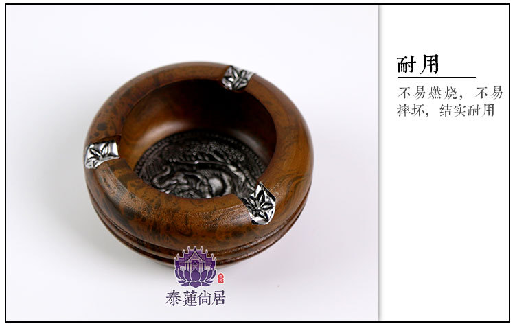 香皂网供应 泰国花斑实木圆形烟灰缸东南亚木质工艺礼品 尺寸:4寸直径