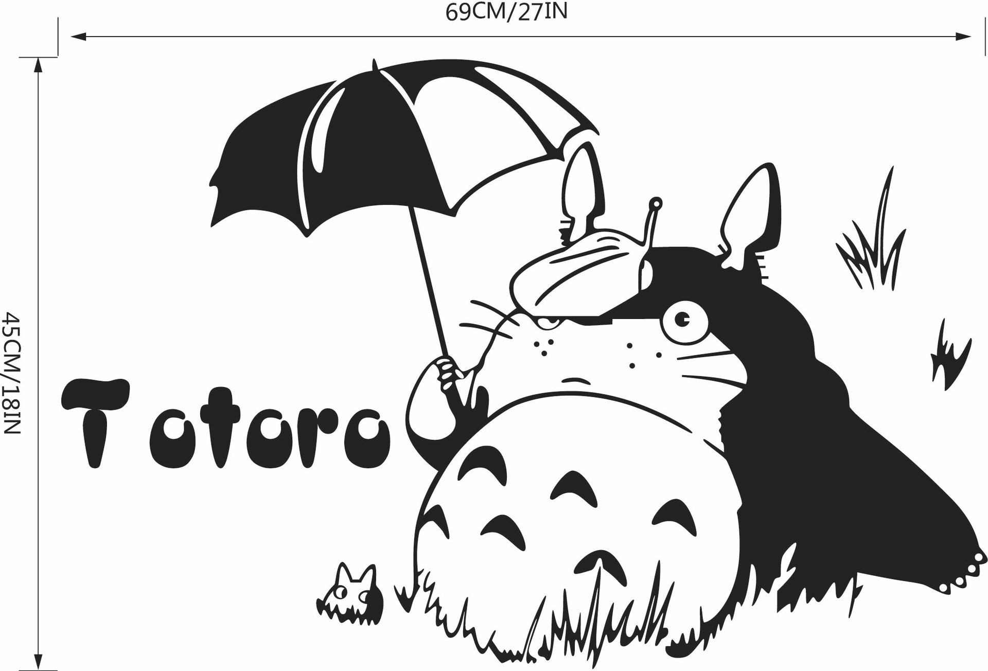 速卖通热销款打伞龙猫totoro墙贴儿童房装饰贴画可移除贴纸壁画