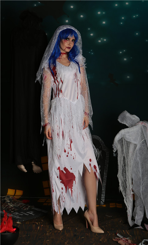 鬼新娘带血服装女鬼服万圣节服装复活节吸血鬼制服化妆舞会派对服