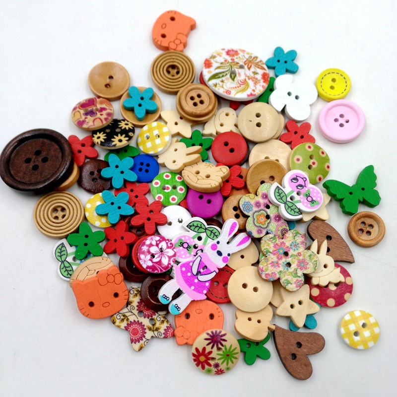 多款多色混装木纽扣 diy拼图拼画手工装饰扣