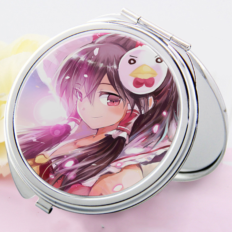 动漫人物镜子 随身化妆镜 可折叠双面镜 萌系卡通动物镜可定制