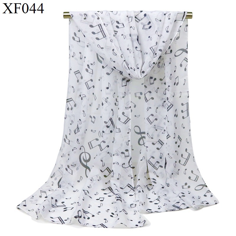 Women's European and American Silk Scarf Cross-Border New Foreign Trade Chiffon Scarf Hot Sale Music Symbol Shawl Scarf Beach Towel