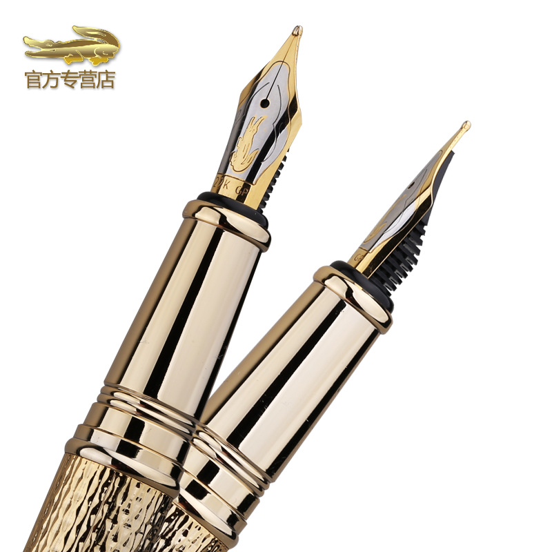 aymoy 鳄鱼218镀金银雕钢笔礼盒套装订制印刷雕刻公司logo