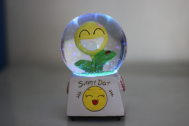 大号旋转水晶球向日葵太阳花音乐盒八音盒创