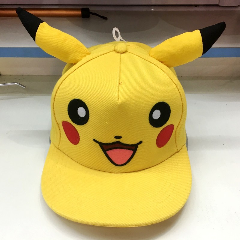 有带角皮卡丘帽批发 口袋妖怪宠物小精灵皮卡丘男女男女平檐网帽