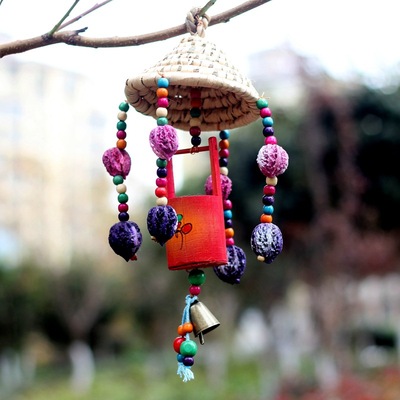 田园东巴彩绘风铃装饰品店铺咖啡厅奶茶店门饰挂饰铃g183