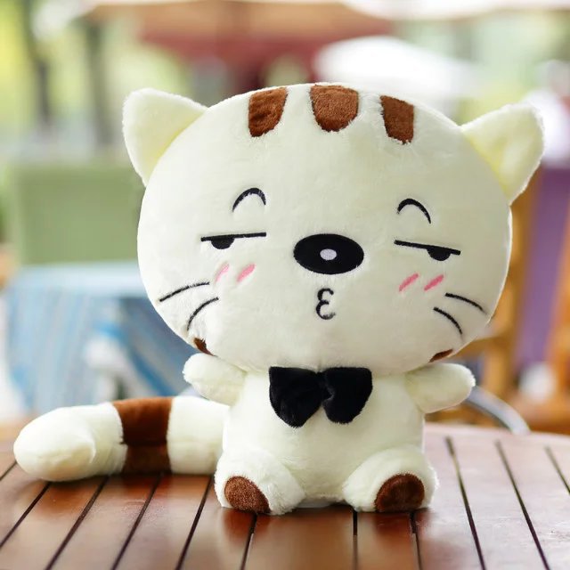 批发幸福大猫毛绒玩具公仔 大脸猫咪大尾巴饭团猫 情人节礼物批发