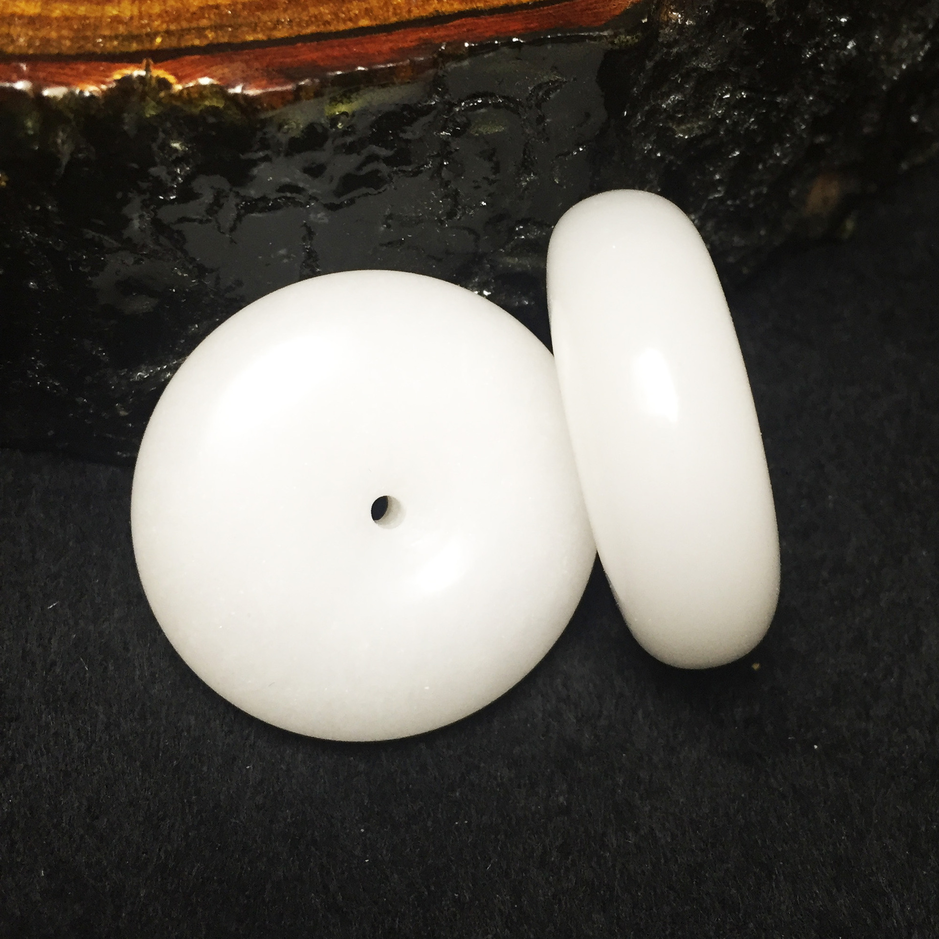 厂家玉石 石英岩质玉金丝玉吊坠平安扣 新疆白玉a货3.0加厚怀古