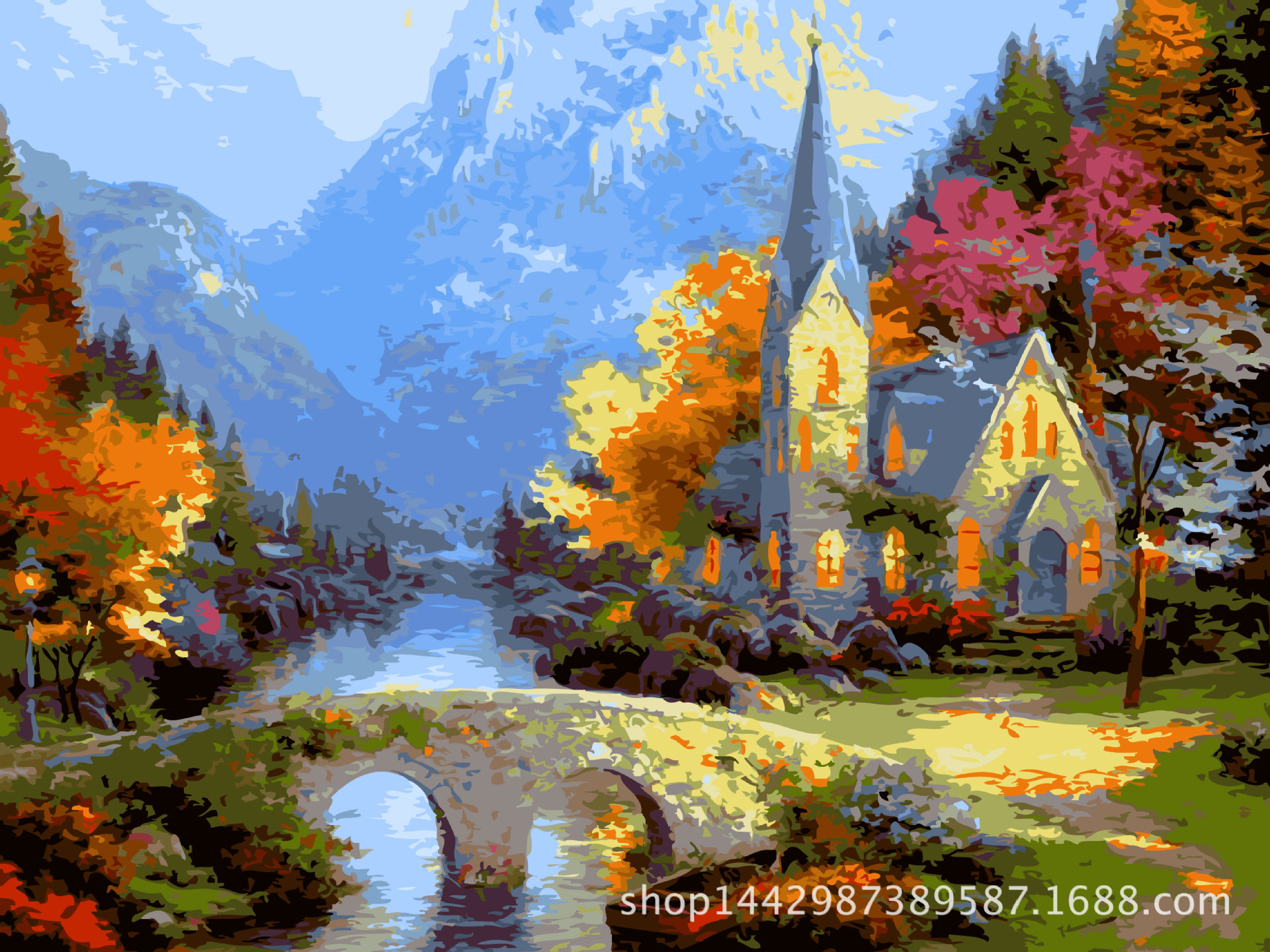 diy数字油画批发 手绘客厅玄关风景装饰画 40*50 异域风情四