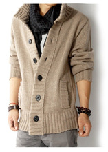 外贸男装秋冬季新款开衫线衫毛衣男士针织衫韩版加厚纯色长袖毛衫