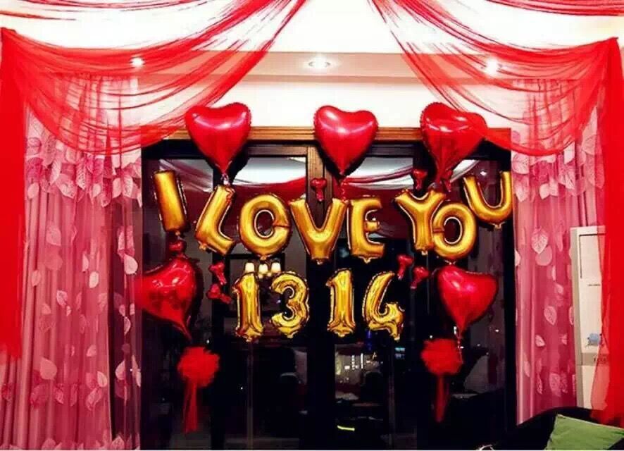 结婚庆典铝箔气球 婚礼婚房现场布置气球i lvoe you1314组合套餐