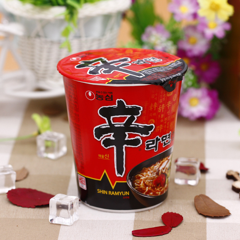 韩国进口零食品批发方便面农心辛拉面小杯面65g/桶泡面小碗