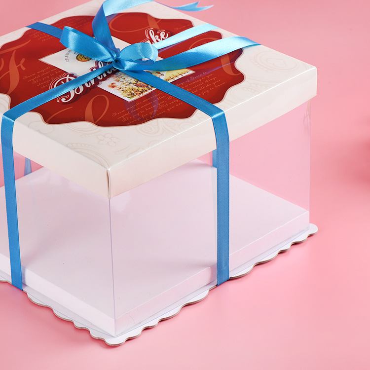厂家直销透明pet蛋糕盒 方形折叠环保糕点手提礼盒包装定制.