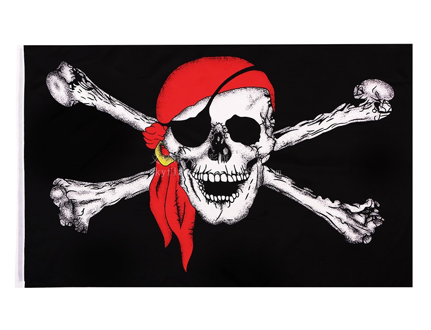 90*150cm 3*5ft 海盗旗 4号骷髅旗帜 酒吧鬼屋ktv 供应定做海盗旗