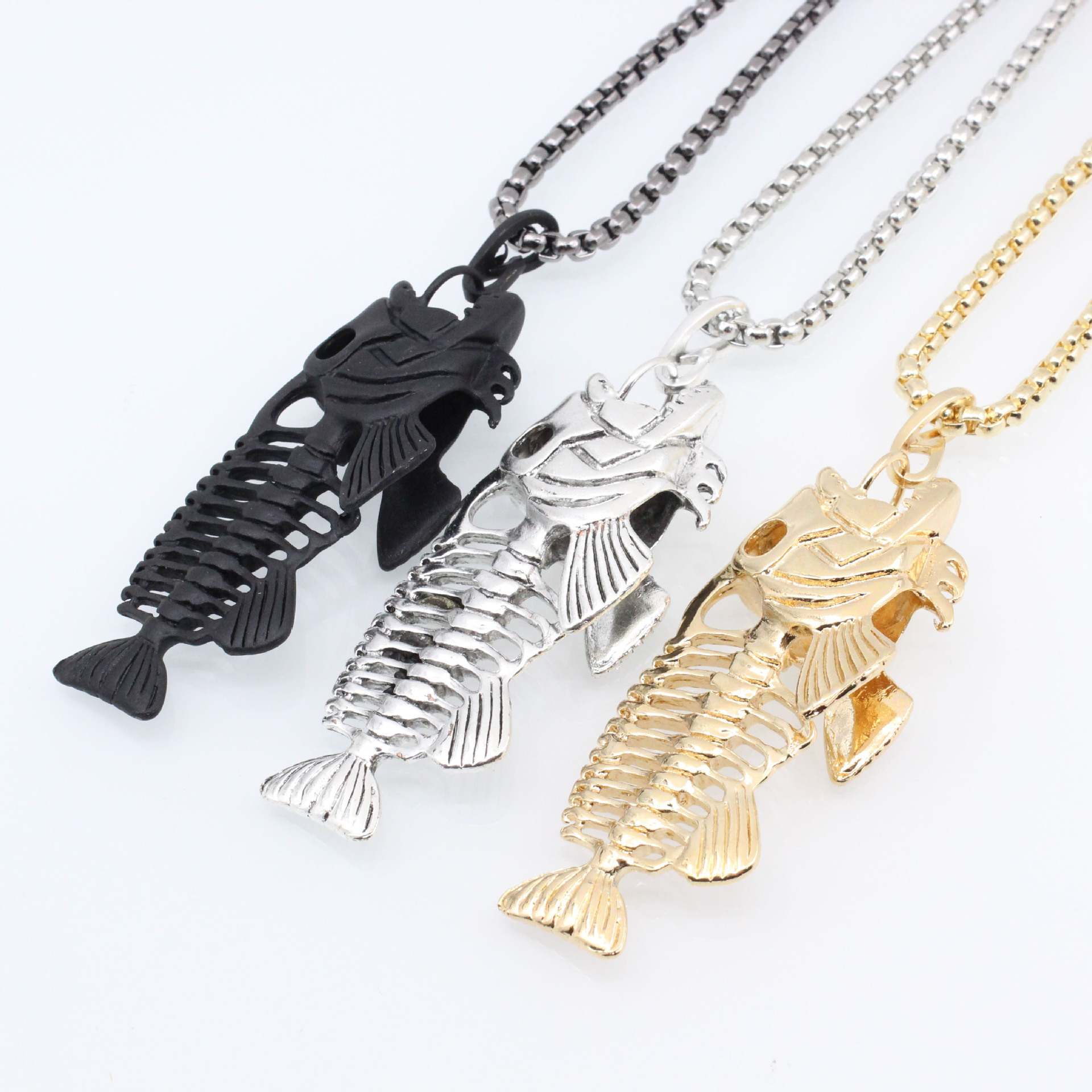 厂家直销欧美饰品ebay流行wish百搭鱼骨项链鱼骨头毛衣链锁骨链女