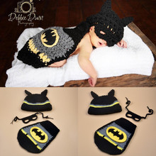 经典款儿童拍照服装婴儿手工编织眼罩蝙蝠连体婴儿侠摄影套装批发