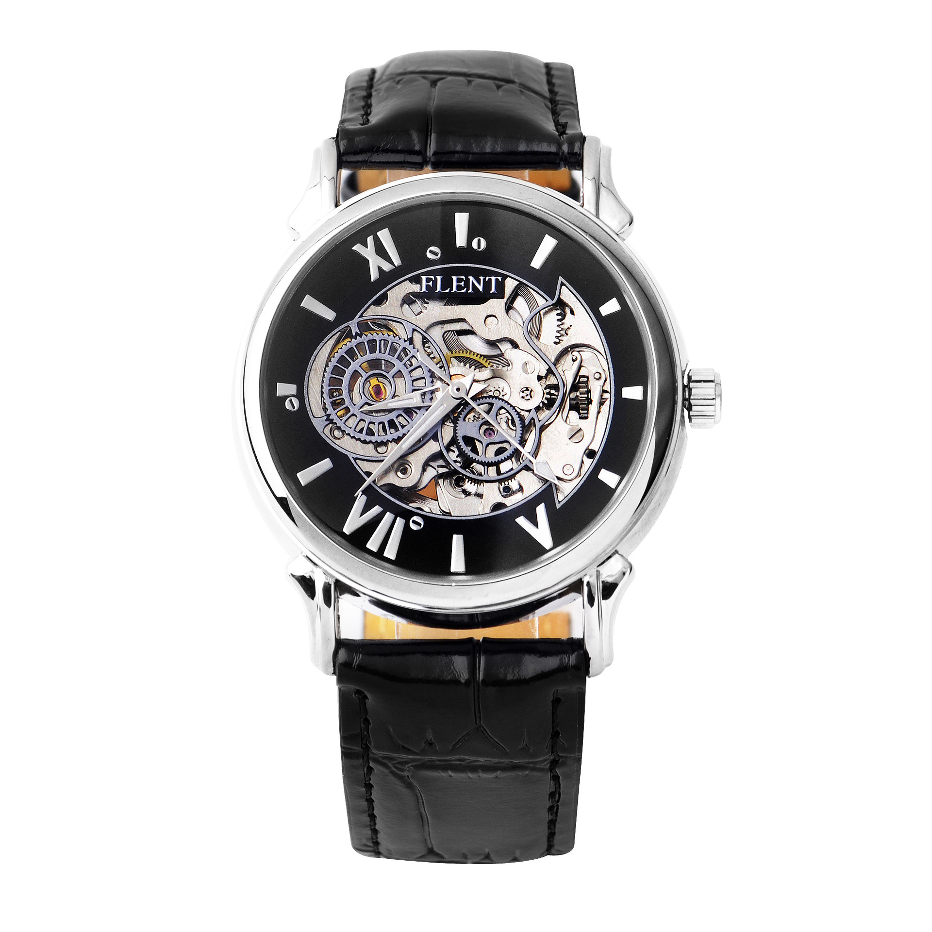 厂家批发亚马逊速卖通ebay镂空商务手表机械表外贸全自动皮带手表