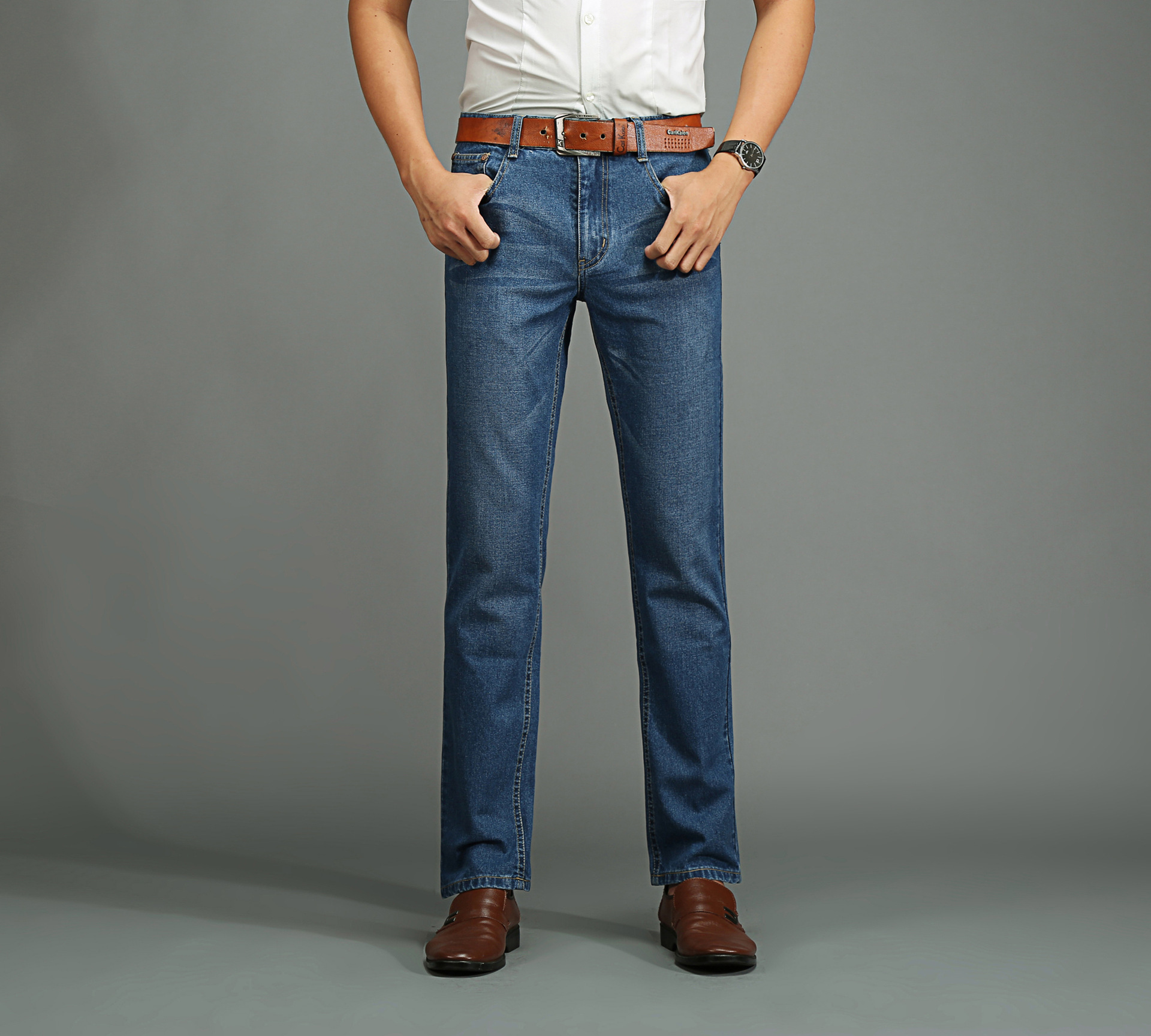 2016爆款男士商务牛仔裤 中年男式休闲