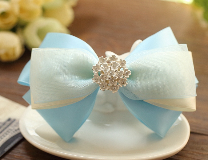 韩版手工蝴蝶结发饰发夹日韩发卡布艺头饰头花边夹发圈弹簧夹子