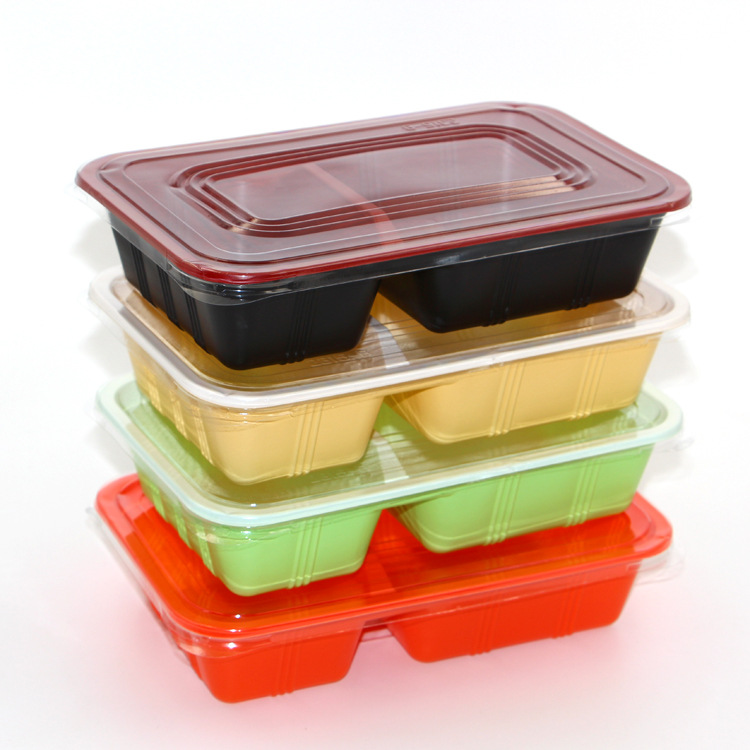 两格餐盒005塑料餐盒打包盒外卖盒一次性饭盒