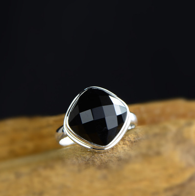 2019新品925银饰品原创时尚黑玛瑙戒指仿古银女士戒指泰银手饰