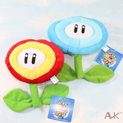 超级玛丽奥游戏动漫系列马里奥毛绒玩具公仔红火焰花蓝冰花太阳花