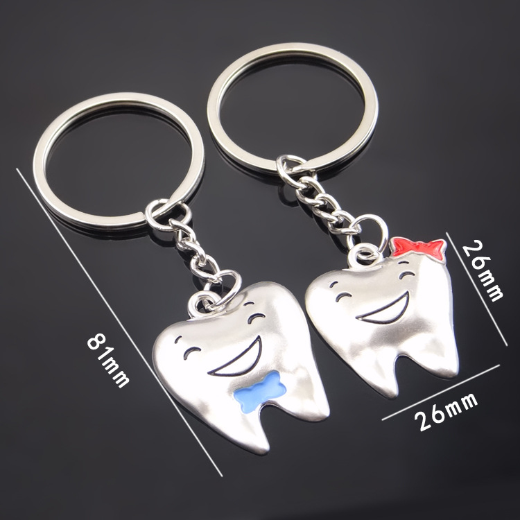 Smiley Face Teeth Couple Small Pendant Keychain Tooth Protection Promotion Gift Key Accessories Activity Gift