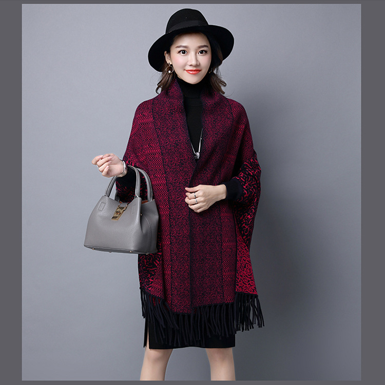 秋冬新款大牌提花双面貂绒百变流苏大披肩围