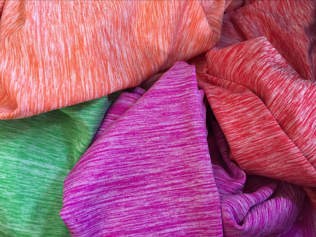 七彩段染汗布 健身瑜伽休闲布料 段彩弹力平纹布 打底裤泳装面料