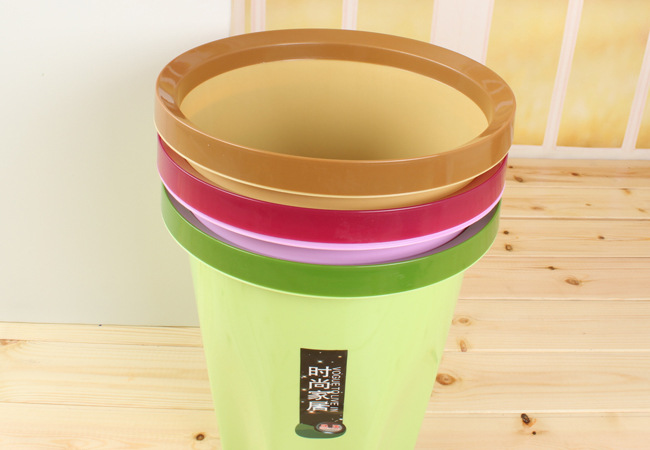 10元店货源塑料彩色垃圾桶圆柱形花瓣底座