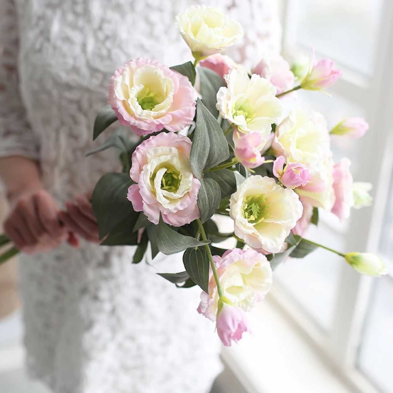 仿真花3头桔梗花新娘手捧花厂家批发淘宝代发货天津欣雅花艺