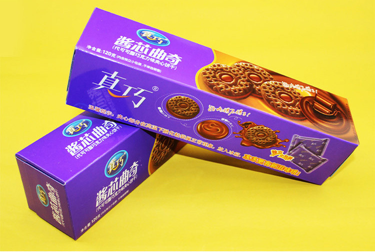 真巧120g酱心酱芯曲奇夹心饼干草莓牛奶巧克力口味饼干休闲零食