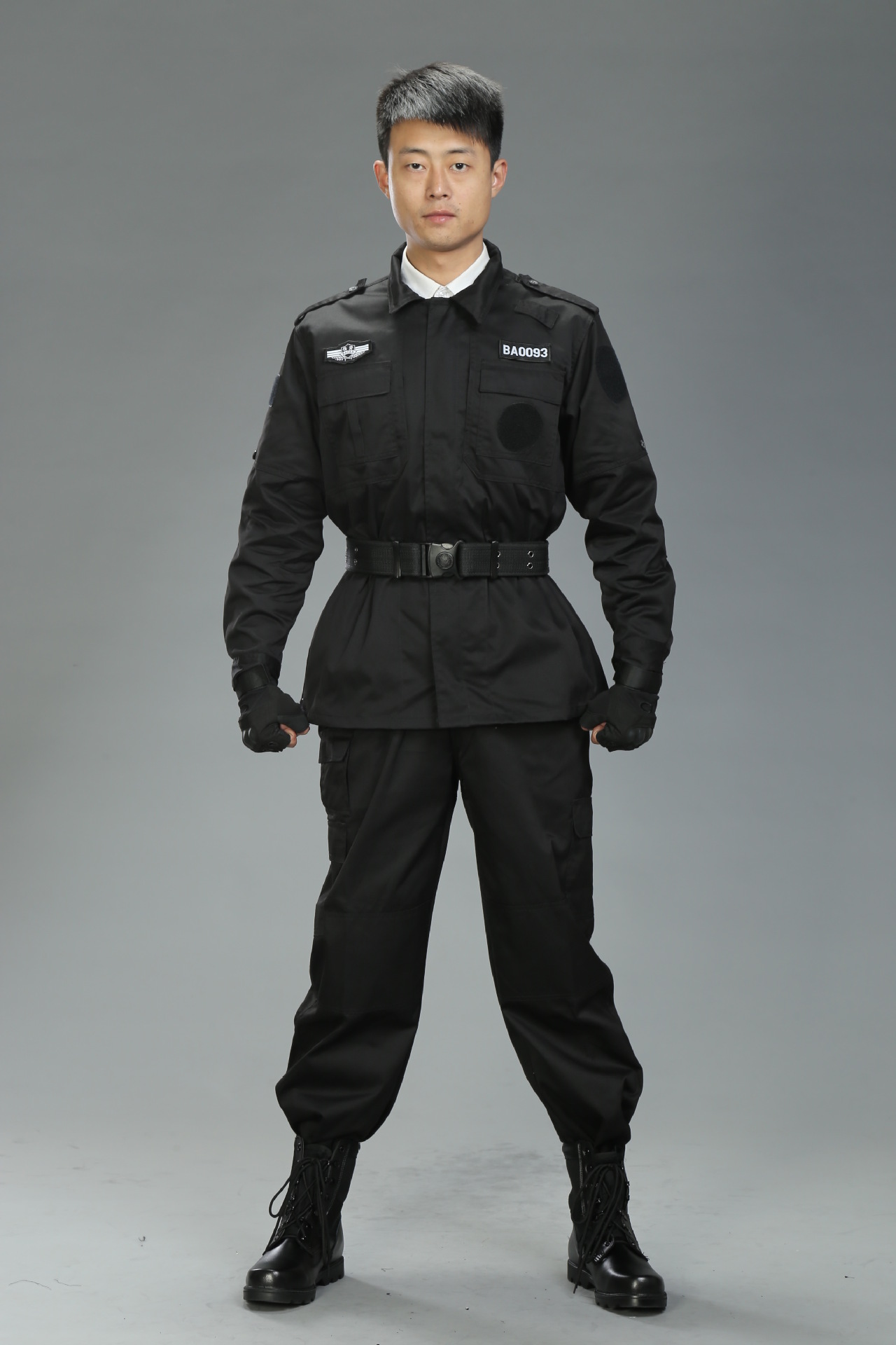 新式黑色作训服/99作训服/特训服/ 冬季物业保安长袖作训服套装