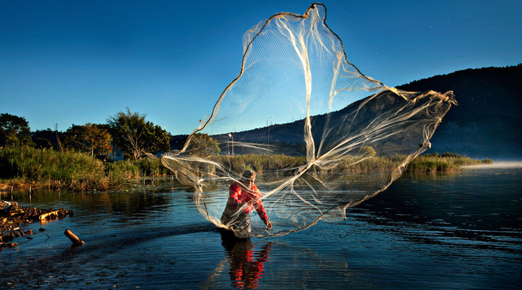 2号 渔网三层渔网 粘网 丝网 长捕鱼网渔具