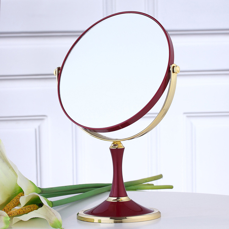 Wholesale 8-Inch Large Table Mirror Double-Sided Makeup Mirror European Vanity Mirror 1:2 Amplification Function Hot Sale