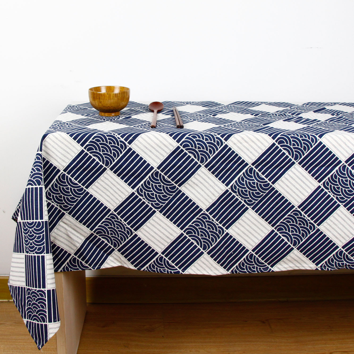 高档日式和风格子桌布简约布艺棉麻台布纯色棉麻盖布一件代发