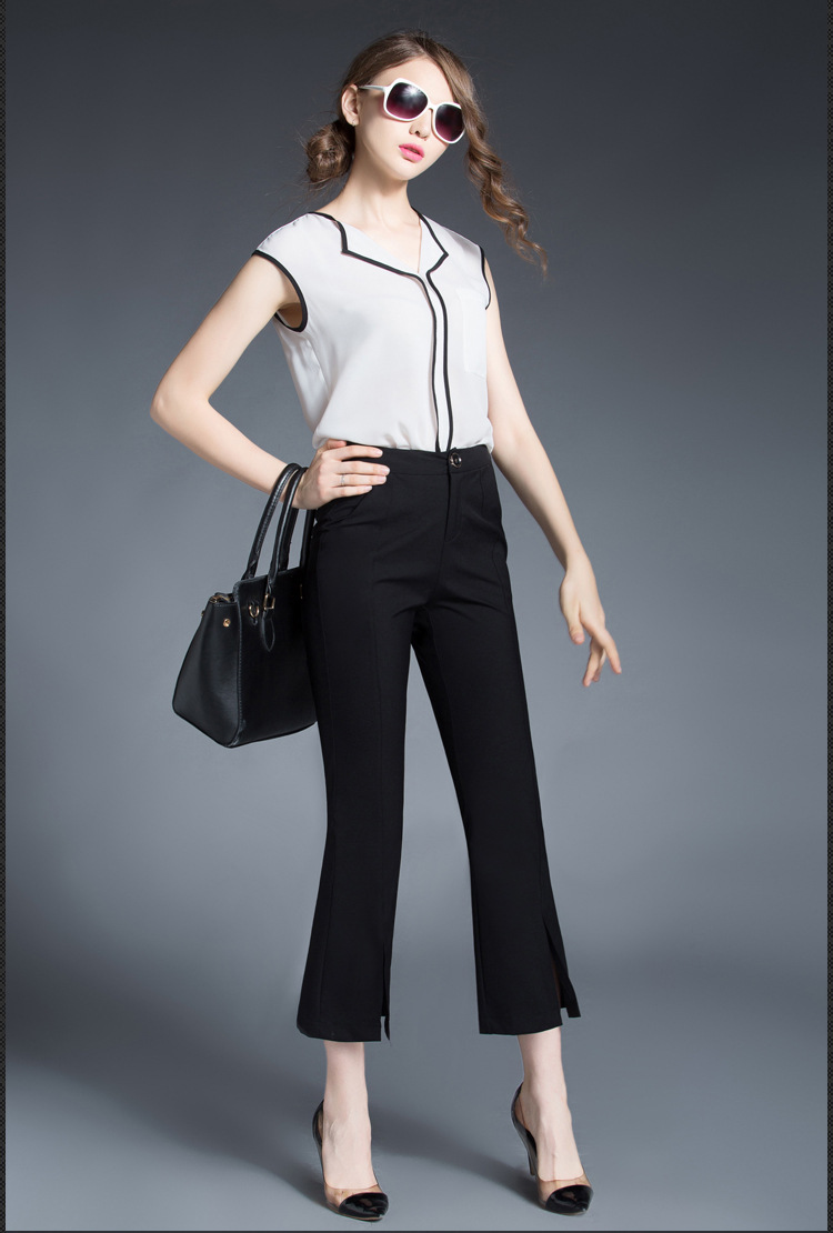 2016秋季九分裤女式韩版休闲喇叭裤紧身