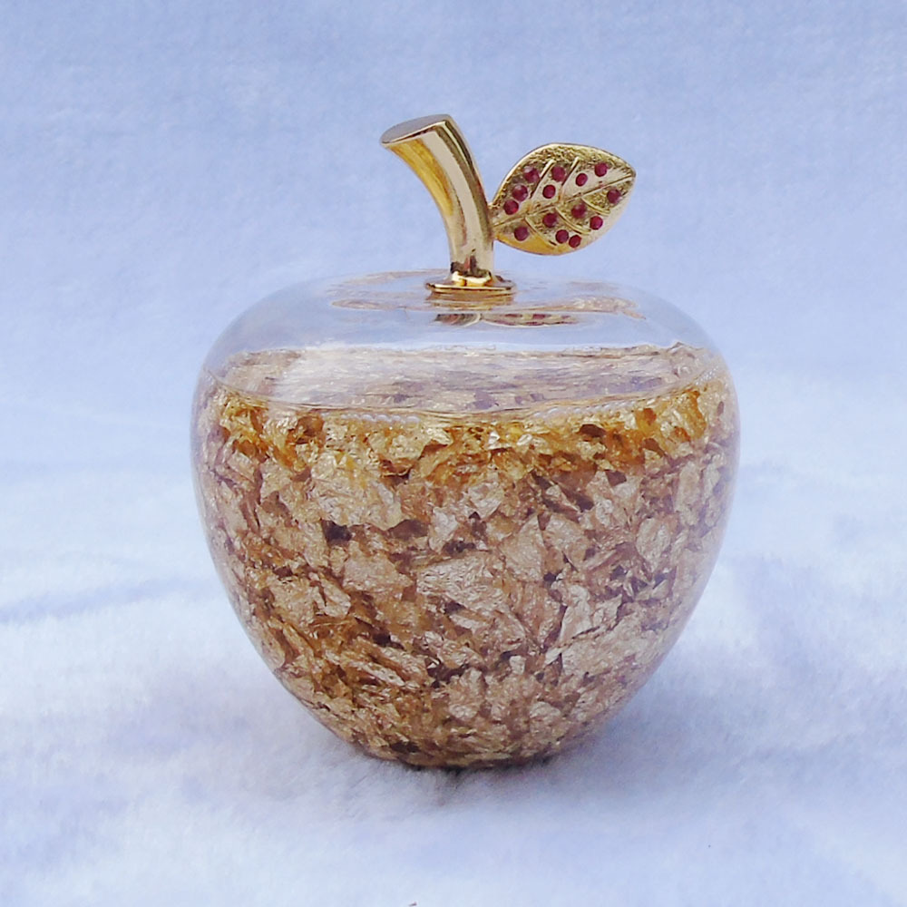 金苹果平安果批发 金箔平安果 创意水晶摆件 微商朋友圈爆款新品