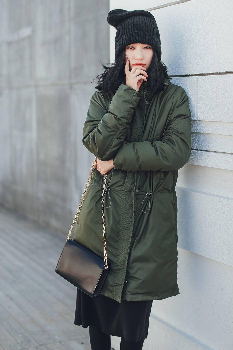 经典抽绳毛领帽羽绒服