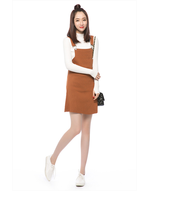 【背带裙女】秋冬季卡其色背带裙 韩版甜美学院风背带裙