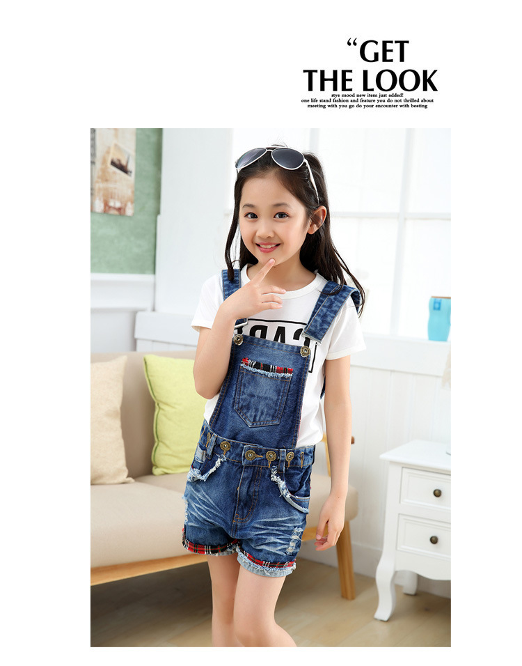 儿童牛仔背带裤2017新款3-4-5-6-7-8岁小学生长裤春装女童牛仔裤