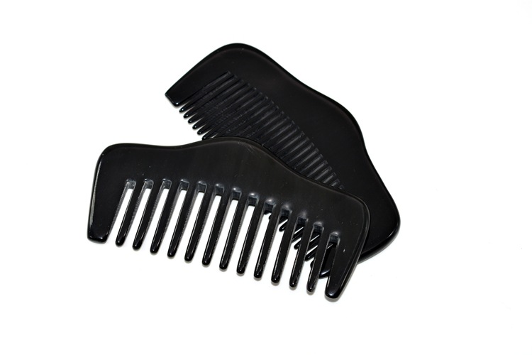 *****黑水牛角梳 宽齿牛角梳山型梳包包梳便携口袋梳防静.