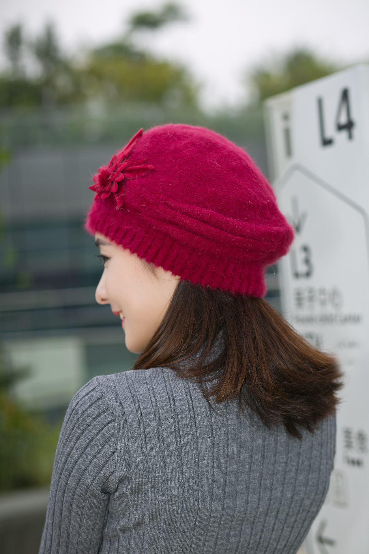 帽子女新款韩版潮时尚青年中年兔毛帽秋冬季加厚保暖女士帽贝雷.