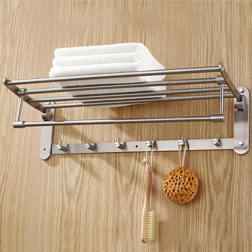 蒂洁仕卫浴 304不锈钢双层毛巾架折叠毛巾架 浴室移动毛巾架gf07