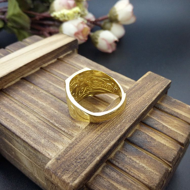 生产批发镀金手饰 富贵发字男士戒指镀金戒指 摆地摊货源