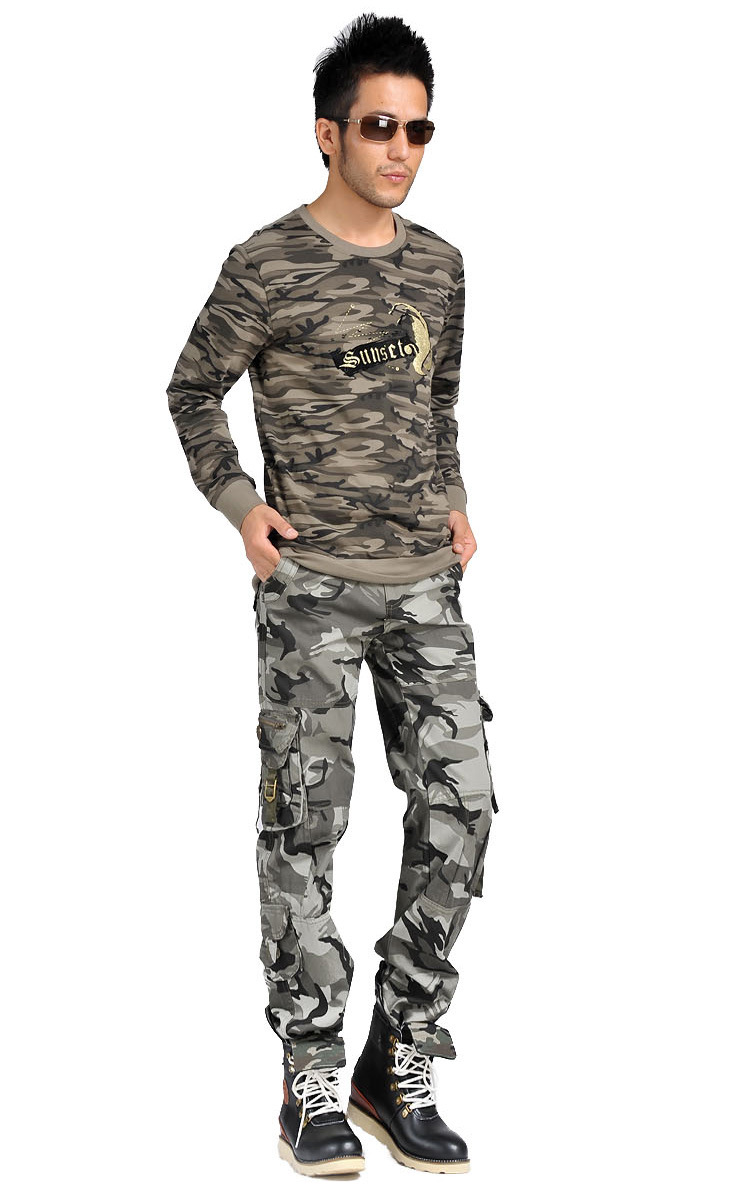 2018新款休闲迷彩套装男装军装套服迷彩服迷彩装322 965