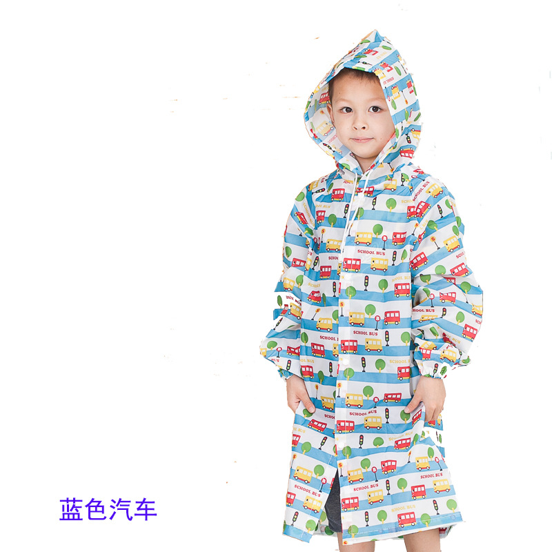 Happyfun Thin Cartoon Printed Young Children Student Raincoat Poncho Rain Gear